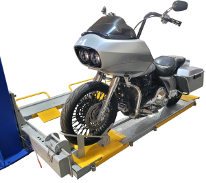 Motorcycle front-loaded on Multi-Lift with motorcycle attachment