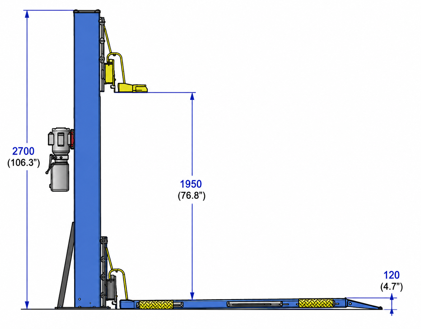 Side View Lift Dimensions