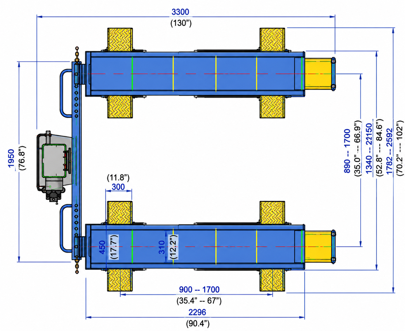 Top View Lift Dimensions